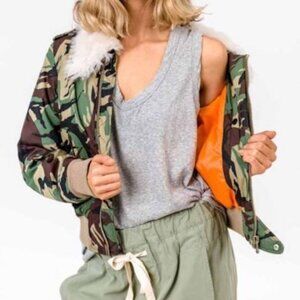 Rag & Bone Bomber Flight Shearling Trimmed Collar Jacket